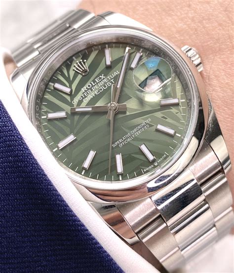 rolex datejust palm green